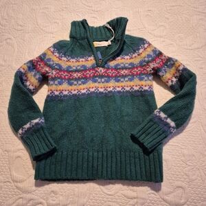 Boden 2-3 years green with multi colored design, 80% wool NWOT